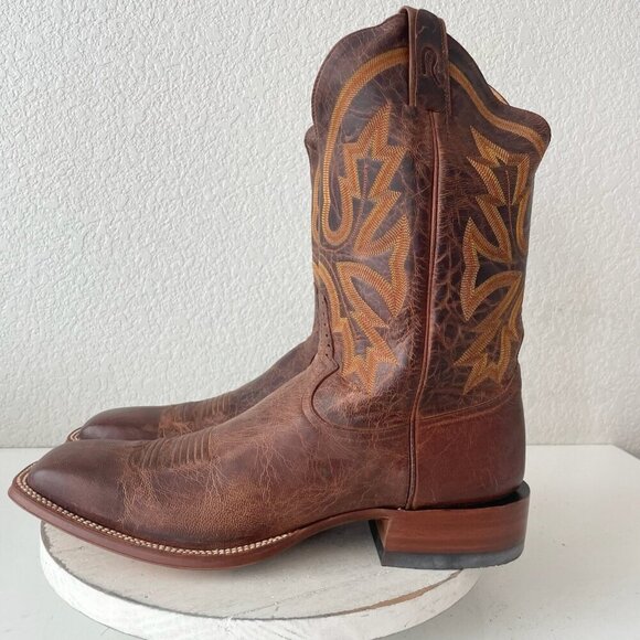 Rod Patrick Mens Cowboy Boots 13.5B Perro Loco Brown Leather Western Square Toe - Picture 4 of 13